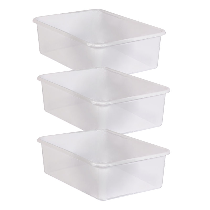  Grand bac de rangement en plastique, transparent, paquet de 3