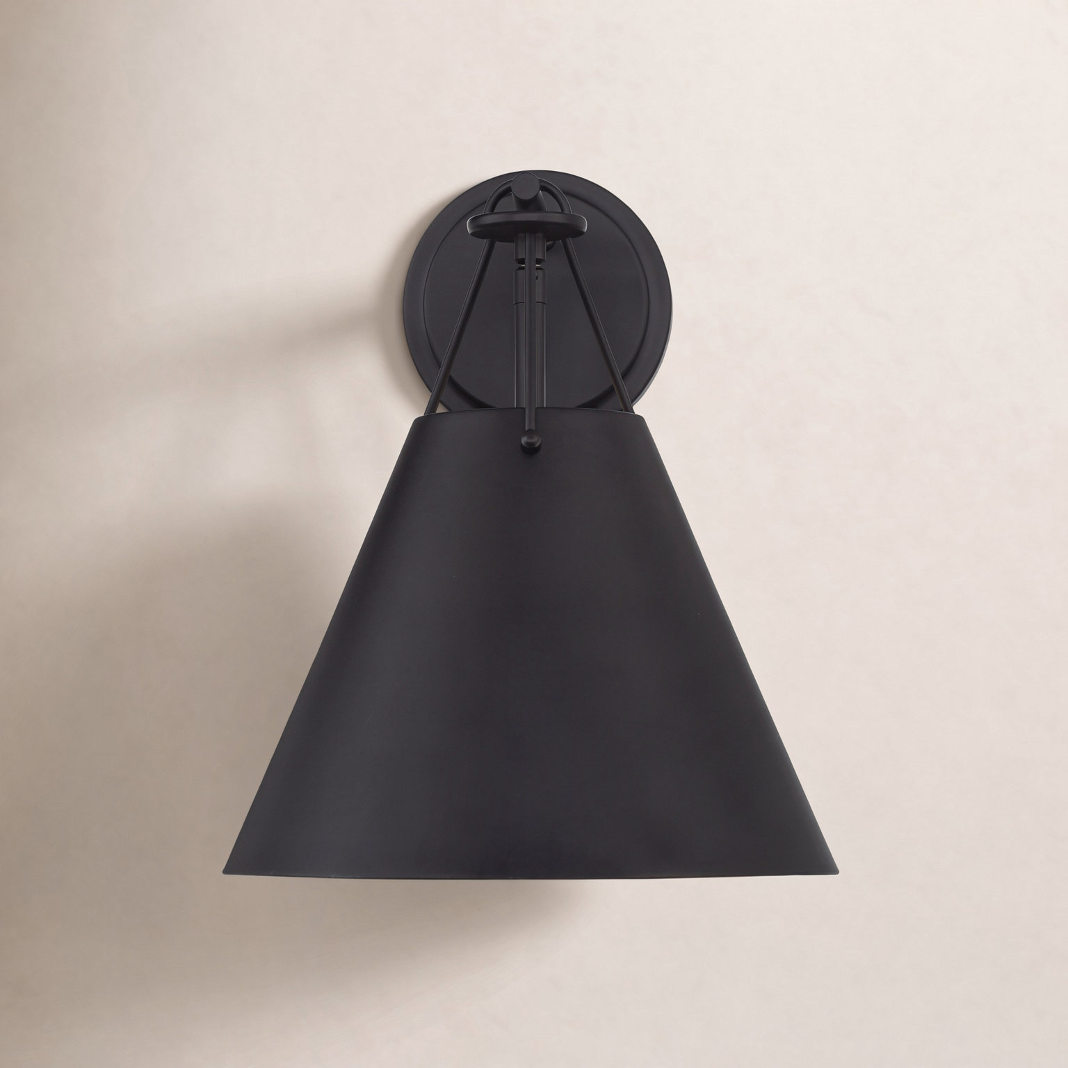 Kinston Single Light Dimmable Armed Sconce, Matte Black, Matte Black
