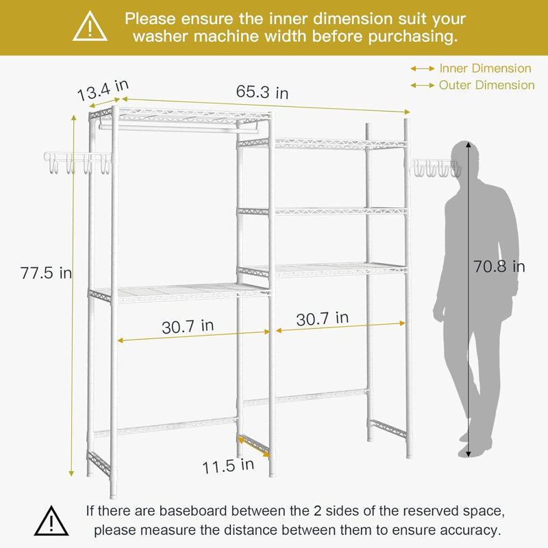 Heavy-duty 5-tier Clothes Drying Rack, Over Washer And Dryer Laundry Room Storage Organizer With Adjustable Shelves, Space-saving Design For Enhanced Home Organization