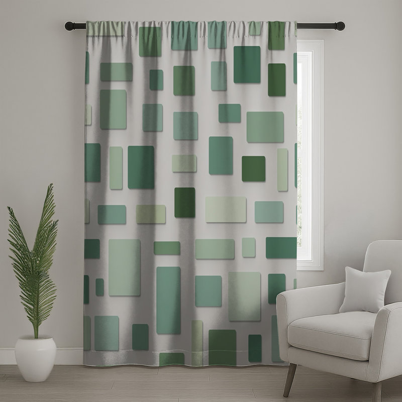 Rideaux vert de forme rectangulaire et voilages rectangulaires - 1 panneau, Sheer, 50" x 80" - 1 Panel