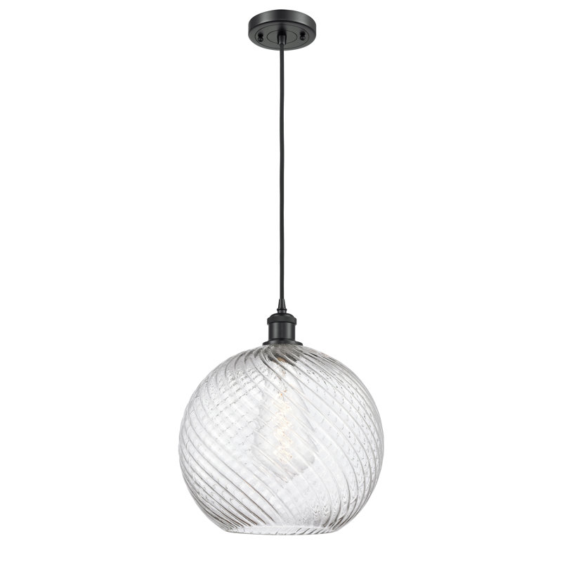 Mott 1-Light Single Pendant, 6 Watt Vinage LED Bulb, White and Polished Chrome
