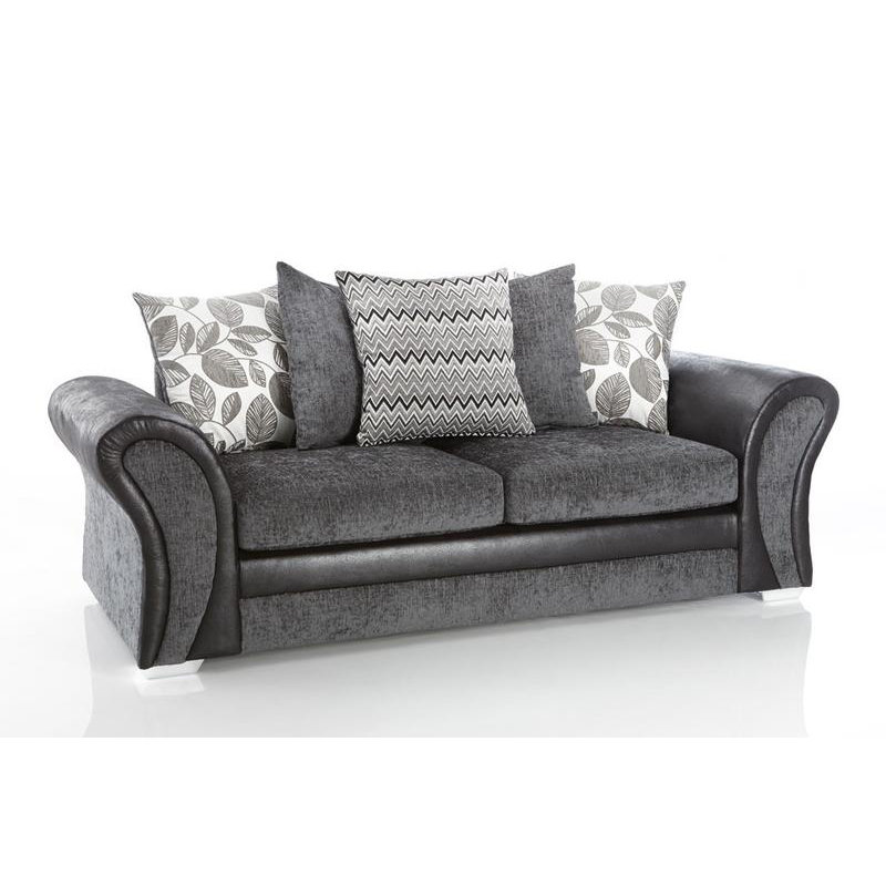 Henley 3 Seater Chenille Sofa, Black/Grey