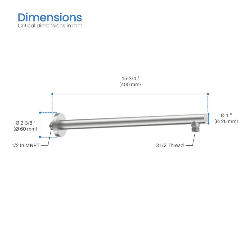 Circular 16" Wall Mounted Shower Arm, Brushed Nickel