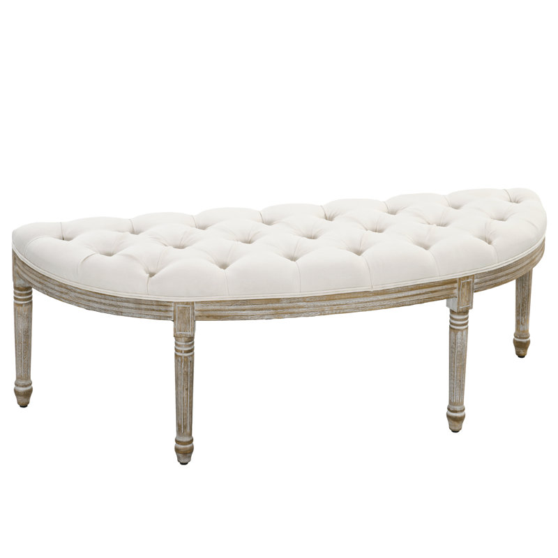 Alida Polyester Upholstered Bench, Off White