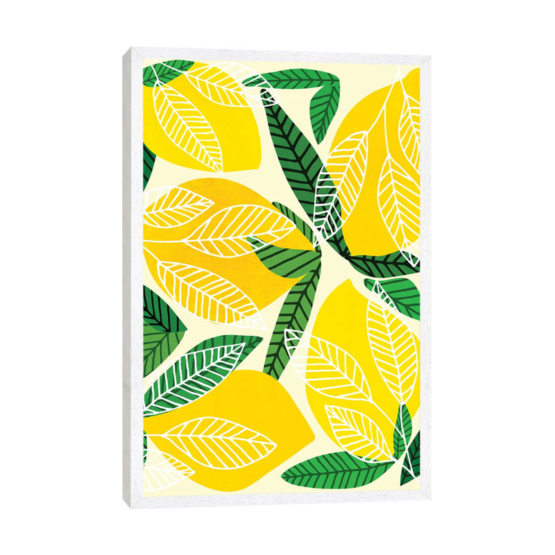 The Lemon Party - Print on Canvas, White Floater Framed, 101.6cm H x 66.04cm W x 3.81cm D