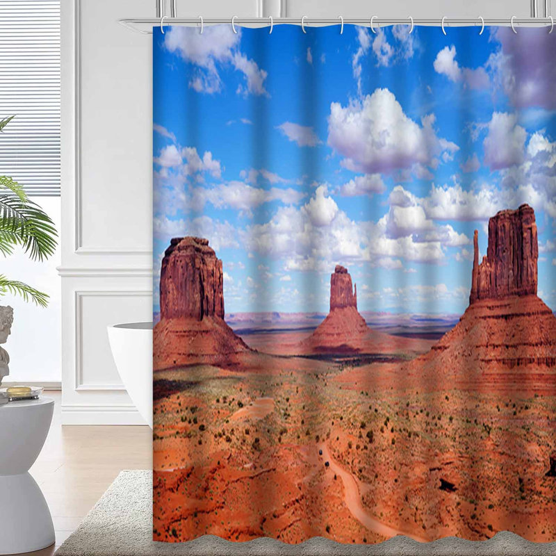 Rideau de douche rouge avec 12 crochets Arizona Famous Valley Landscape Park, L 72 po x l 78 po