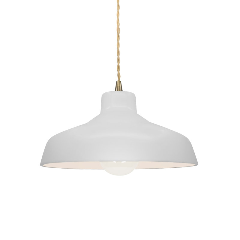 Luminaire suspendu en forme de dôme à 1 lumière Fallon, H 5,75 po x l 11,5 po x P 11,5 po, Bisque, Laiton antique