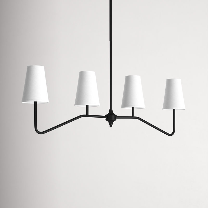 Luminaire suspendu linéaire 4 lumières Kahler, Bronze frotté à l'huile