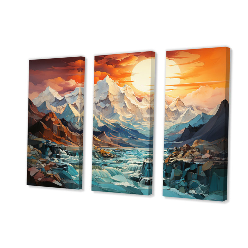Glacier Glacial Majesty Collage - Landscapes Canvas Wall Art Set, H 28 po x l 36 po x P 1 po