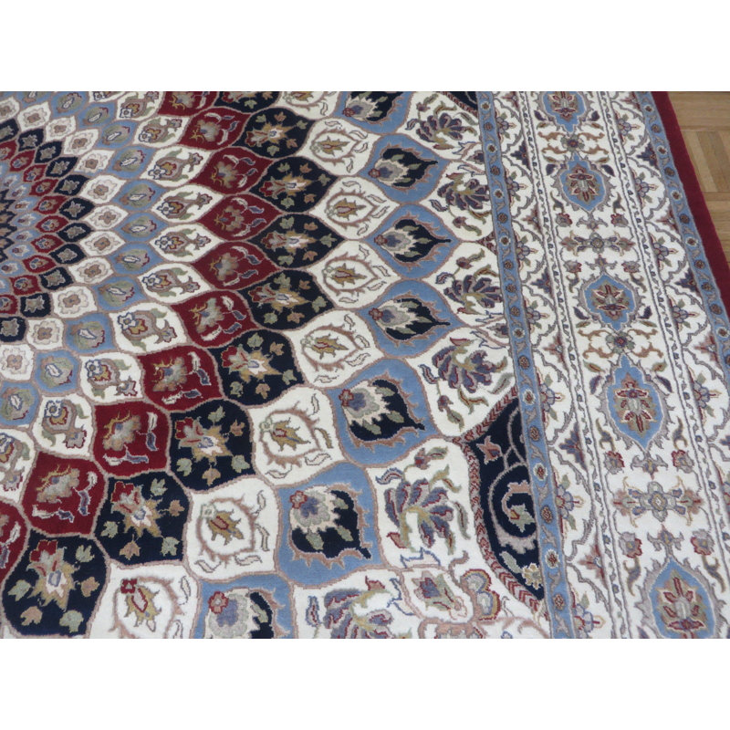 Tapis ivoire noué à la main One-of-a-Kind Beane Gombad, Rectangle 8 pi 4 po x 10 pi 1 po