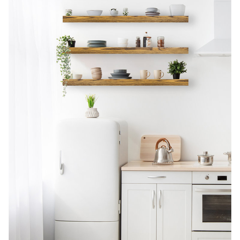 3 Piece Oak Floating Shelf, 3'' H x 37'' W x 8'' D