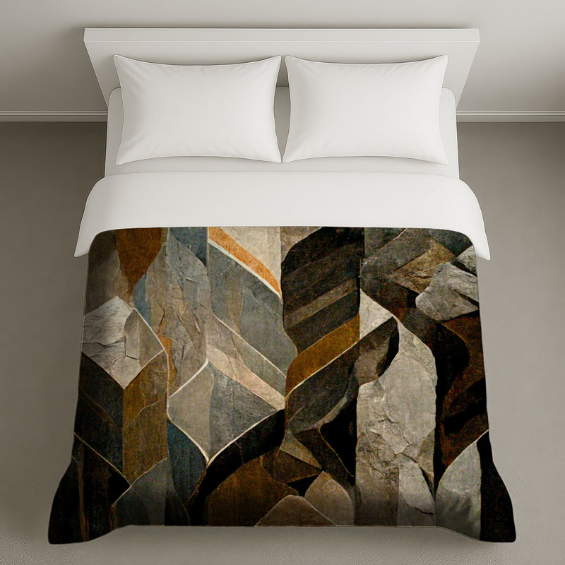 Housse de couette abstraite Modern Bedding Art, Housse de couette pour grand lit, Gris