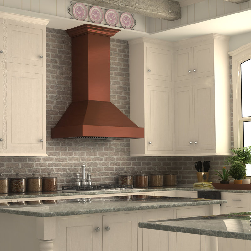 30" 400 CFM Ducted Wall Mount Range Hood, Hand-Hammered Copper, 30" W