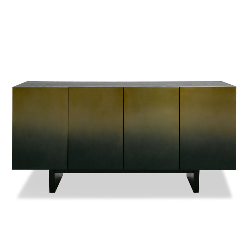 Buffet 63 pouces Cid Vito, 4 armoires, portes, bois de frêne noir, acier