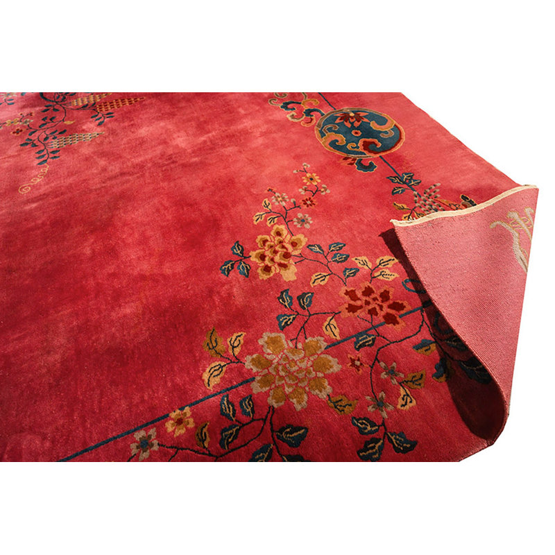 Antique Chinese - Art Deco Room Size Wool Fuschia, Purple Rug