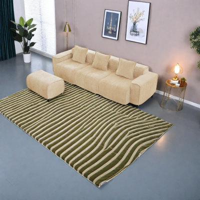 Canapé modulaire en velours luxueux avec repose-pieds, sans assemblage, forme en L moderne