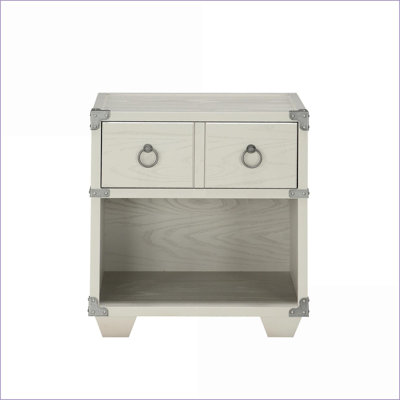Orchest Gray Industrial-Chic Nightstand with Smooth Drawer