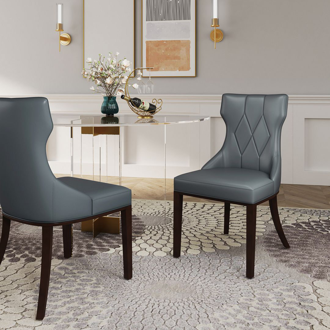 Manhattan Comfort Reine Traditional Vegan Leather Upholstered Beech ...