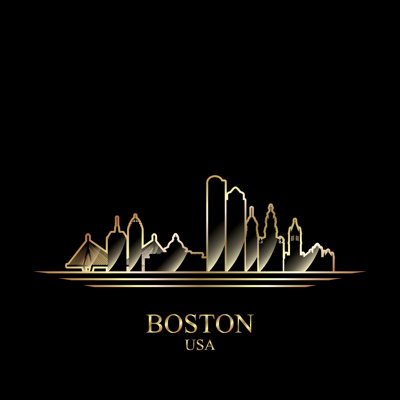 «Gold Silhouette of Boston», impression sur toile tendue