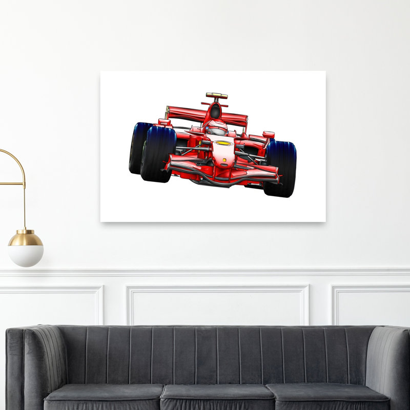 Red Formula Racer Contemporary Wall Art Print 1 Piece Wrapped Canvas Wall Art, 101.6cm H x 152.4cm W