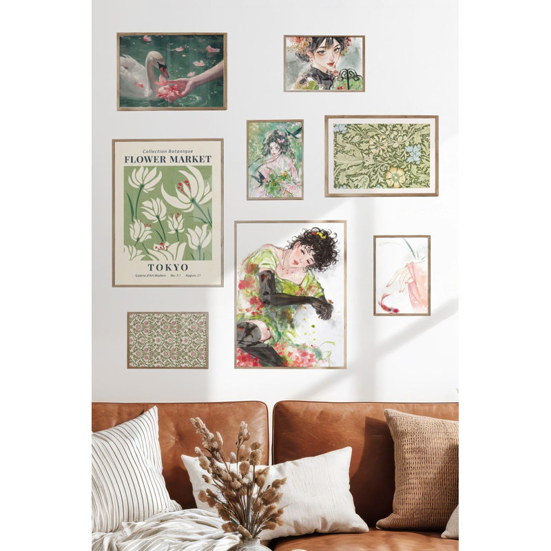 Peinture décorative encadrée (8 pièces), Brun