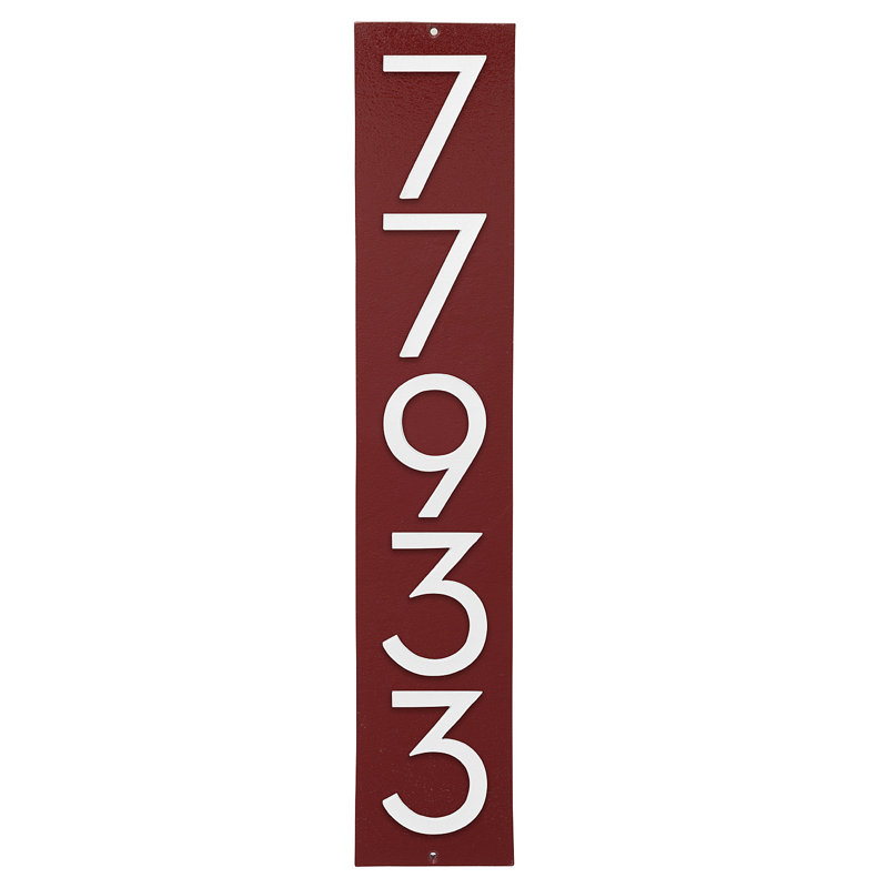 Floating Modern 4" Number Vertical Address Plaque (5 Digits), White, Yes, Brick Red