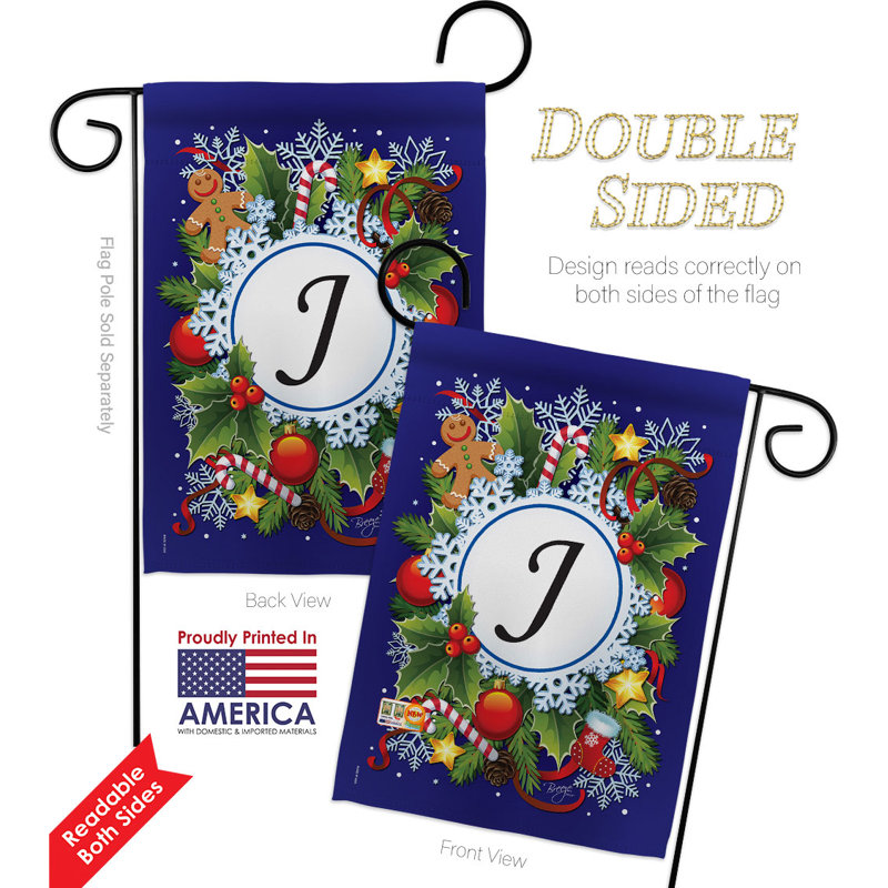 Drapeau de jardin à 2 faces en polyester / mélange de polyester 19 x 13 po, J