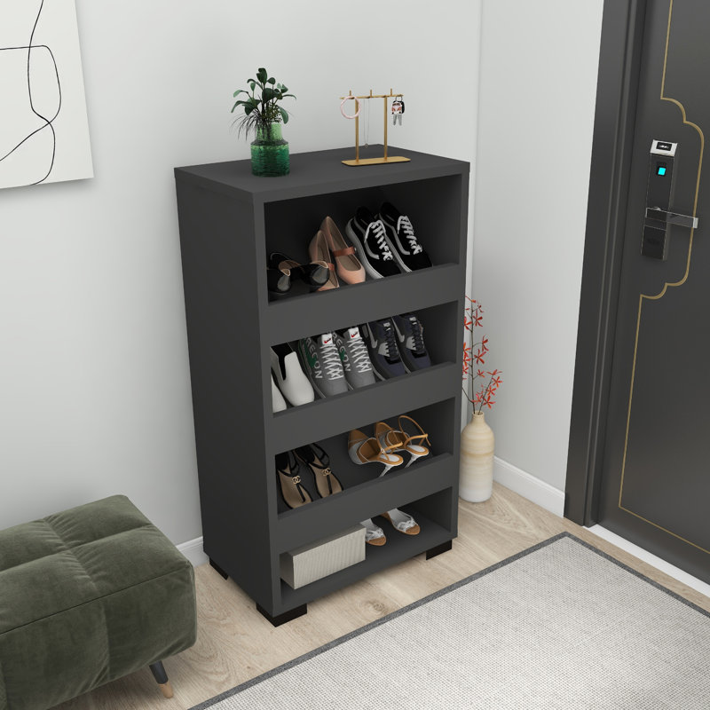 Shoe Rack 12 Pair Leslie, Dark Grey