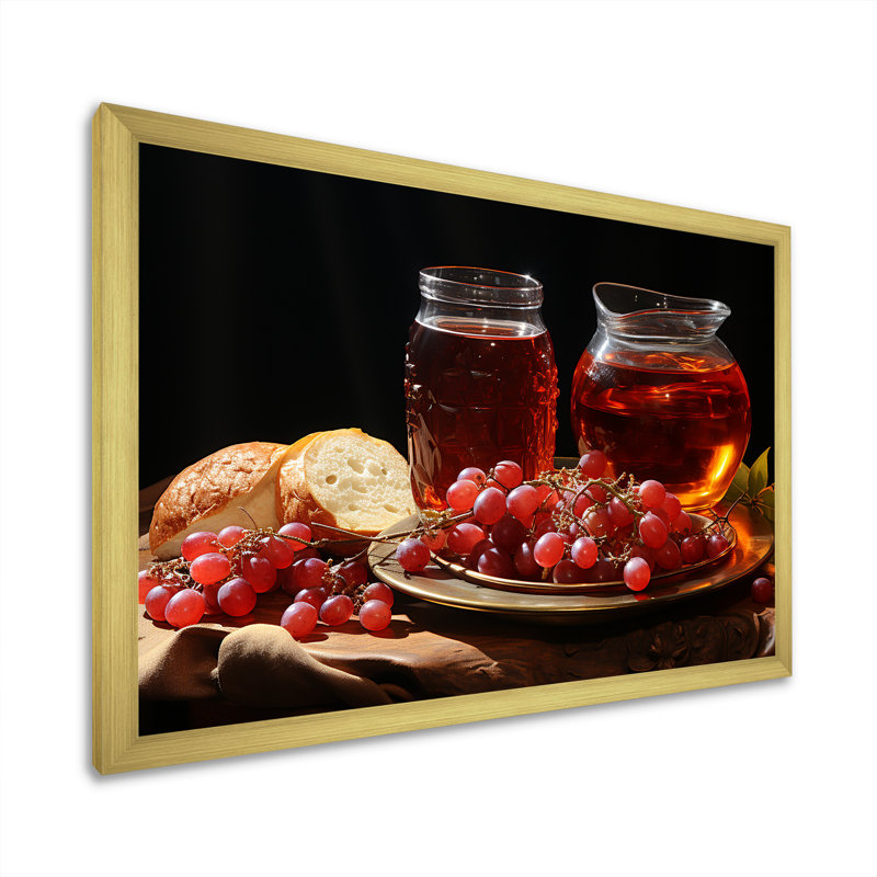 «Judaism Rosh Hashanah Apple Radiance» sur toile, Cadre doré simple, H 34 po x l 44 po x P 1,5 po