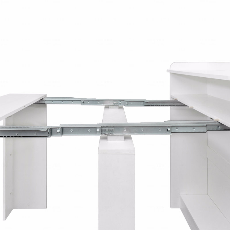 Table de salle à manger extensible moderne avec rangement, Blanc