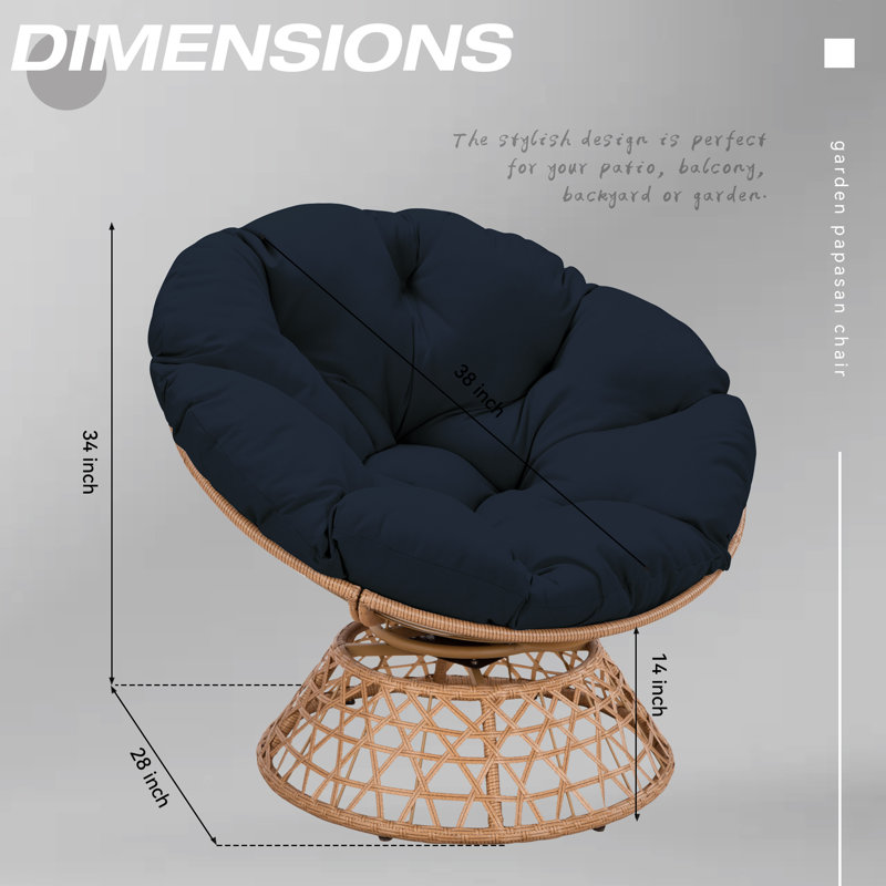 Chaise de patio avec coussins Mayen, Bleu foncé