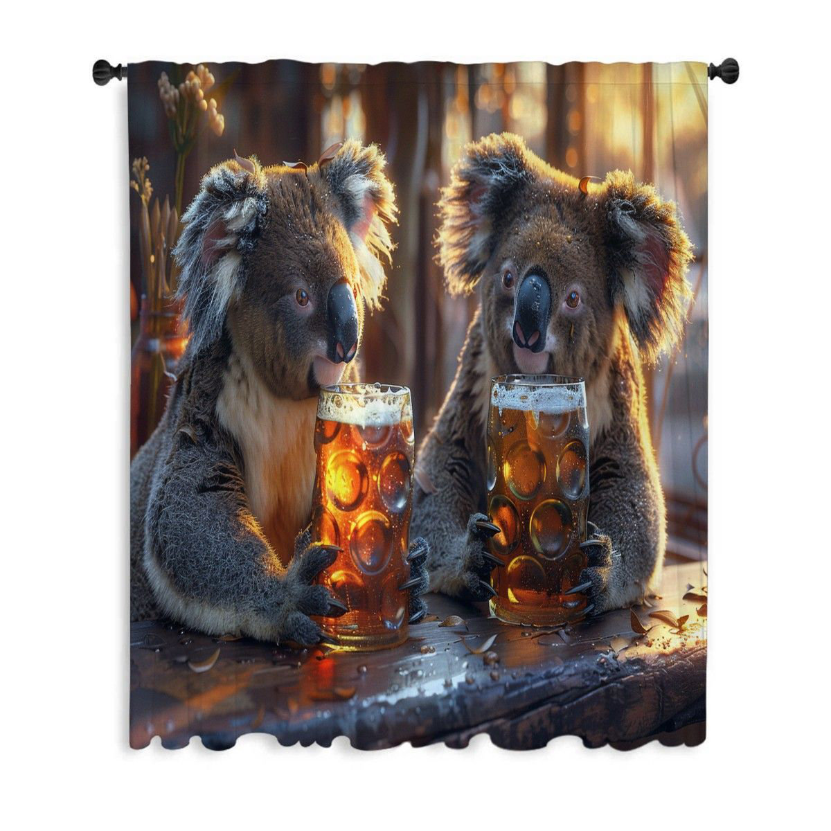 VisionDecor Koalas Window Curtains, Wildlife Blockout & Sheer Curtains