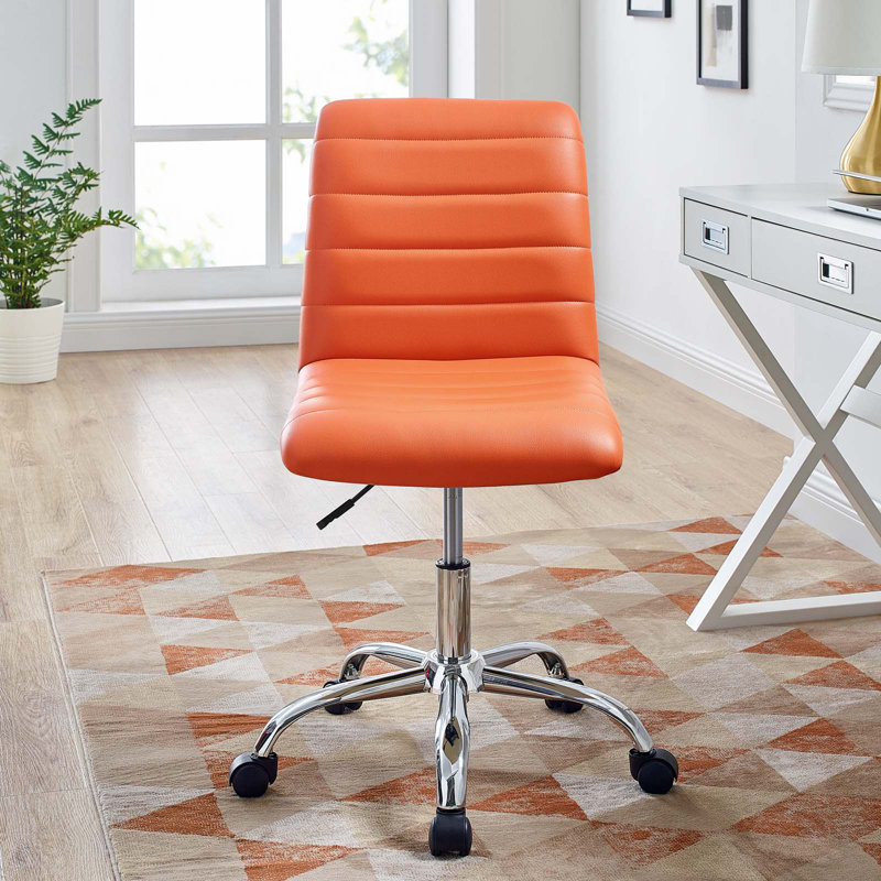 Modway Ripple Armless Mid Back Vinyl Office Chair, Orange