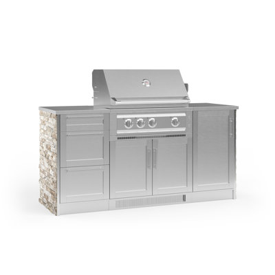 Outdoor Kitchen Signature Series 6 Piece Cabinet Set with 33 in. Natural Gas Platinum Grill -  NewAge Products, 68233