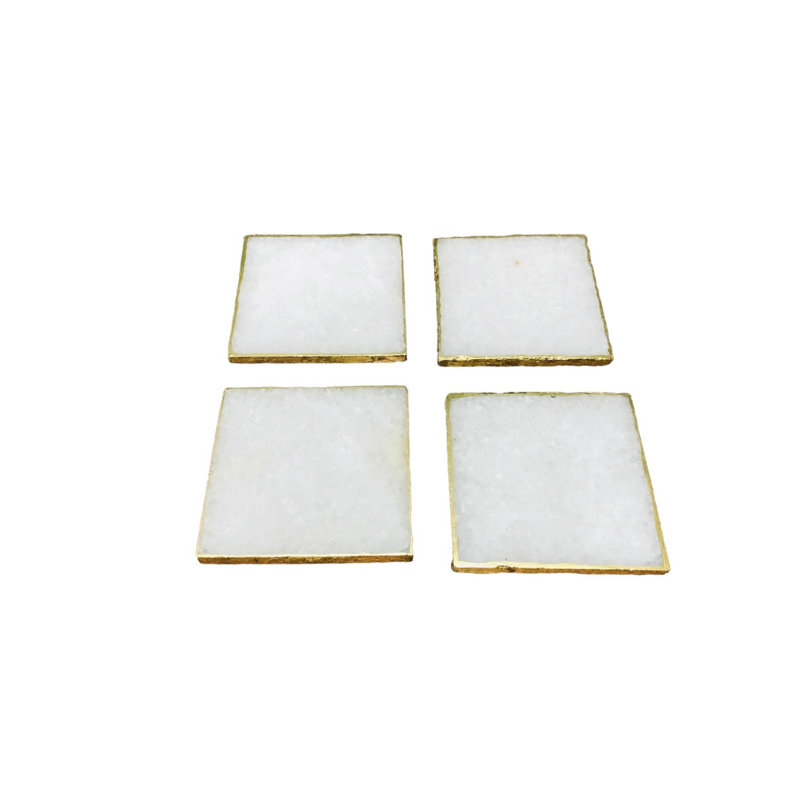 VIP Stone 4 in. White Agate Coasters Set of 4