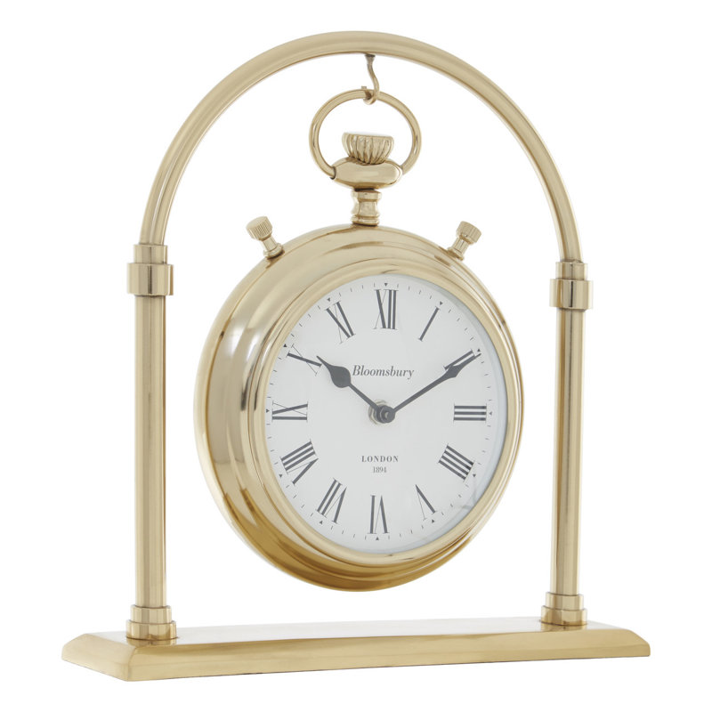 Hampstead Roman Numeral Metal Quartz Movement / Crystal Tabletop Clock in
