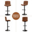 Tabourets de bar pivotants ajustables à double couche rembourrés avec dossier ergonomique (lot de 2)-1657744599-1657744596