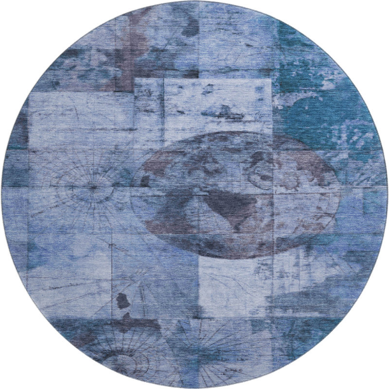 Premium Machine Washable Farolt AMF1905 Global Rug, Round 8'
