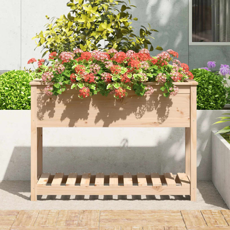 Aalap Wood Raised Garden Bed, Natural Brown, 81cm H x 111.5cm W x 54cm D