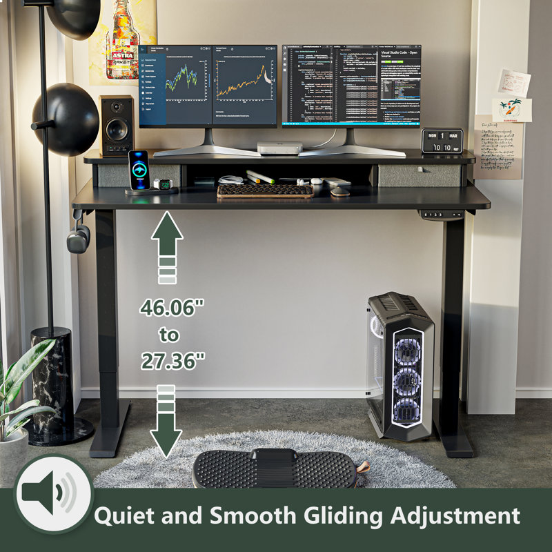 Inbox Zero Height Adjustable Standing Desk & Reviews | Wayfair