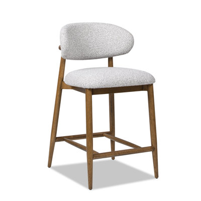 Montrel 26.5" Modern Upholstered Counter Stool With Wood Frame, Salt & Pepper Boucle