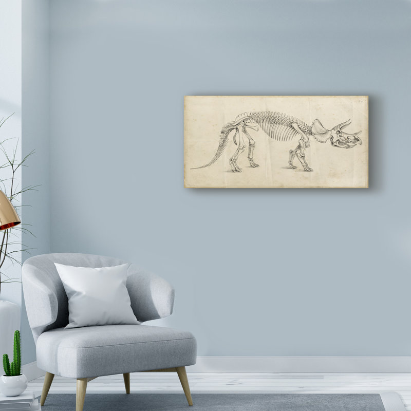 « dinosaur study ii », reproduction d’art sur toile tendue, H 24 po x l 47 po x P 2 po