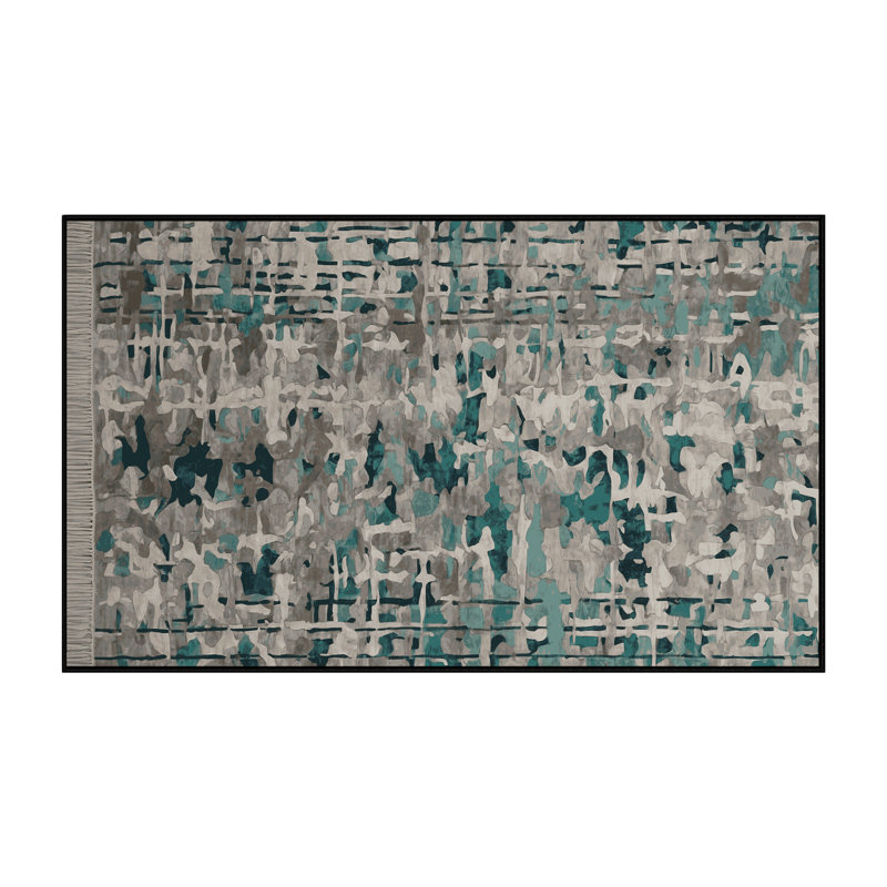 Tapis gris soyeux et moelleux, Rectangle 6 pi x 9 pi