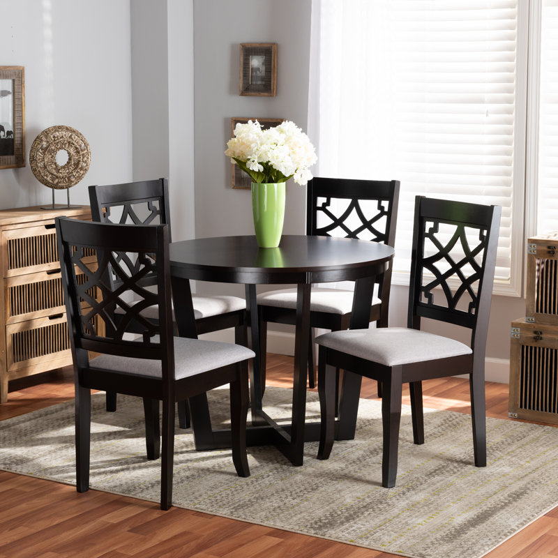4 - Person Solid Wood Top Four Leg Dining Set, Dark Brown