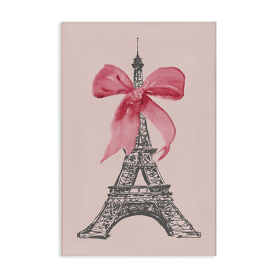«Pink Bow on Eiffel Tower», art mural sur toile par Lanie Loreth