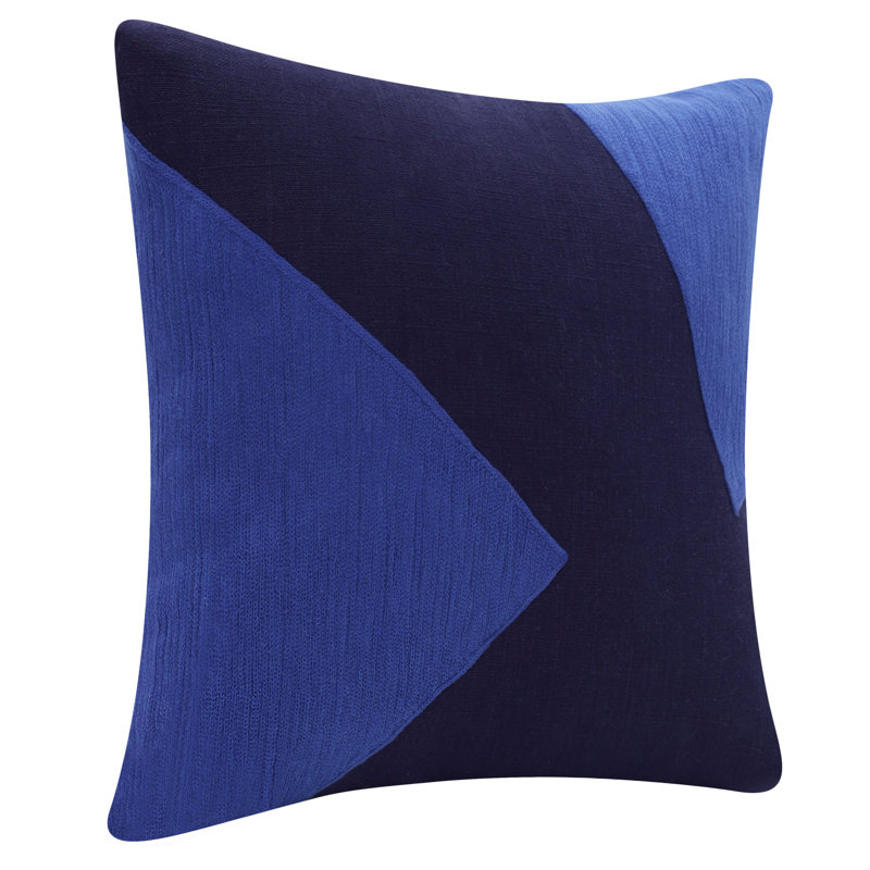 Housse de coussin en coton Auburn, Carré 20 po, Bleu / Noir, polyester