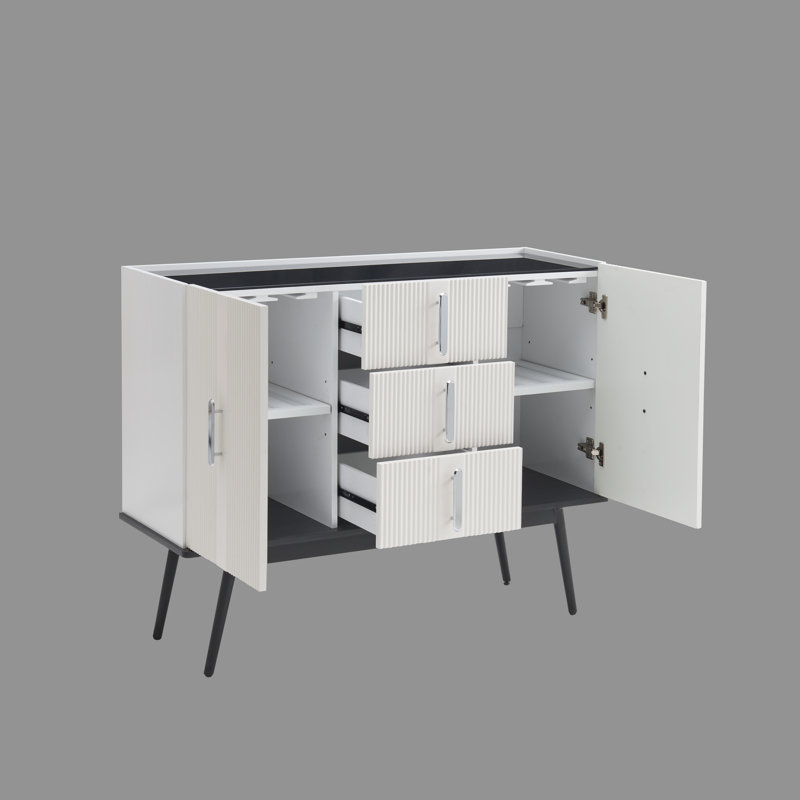 Buffet avec rangement 47,25 po Camir, Blanc / noir