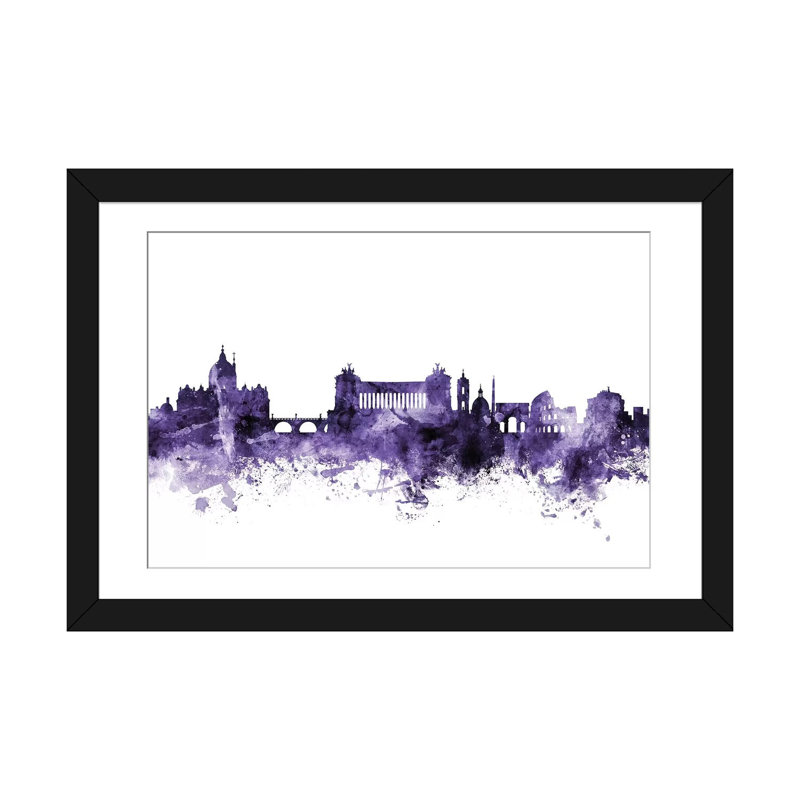 «Rome, Italy Skyline» par Michael Tompsett, impression sur toile, Papier d'art encadré noir, Blanc