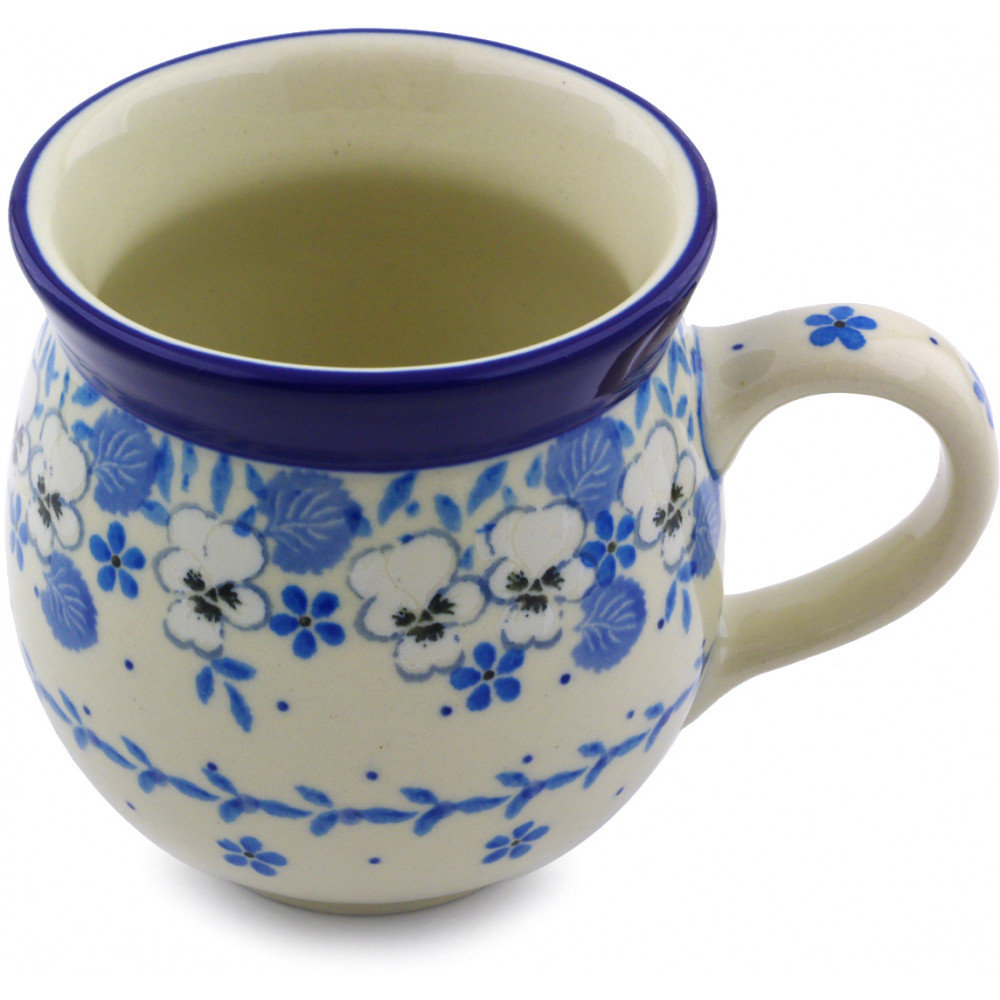 Polish Pottery 16 Oz Stoneware Bubble Mug - White Pansy Red Barrel Studio®