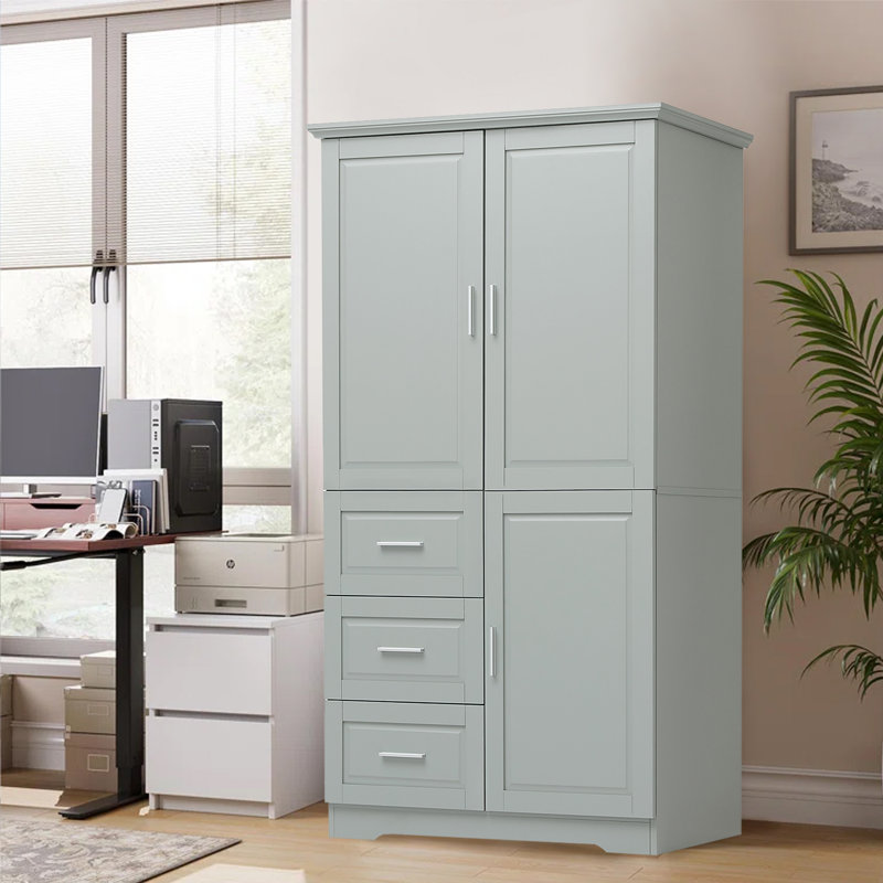 Grande armoire de rangement avec tiroirs et tablettes réglables, haut organisateur autoportant de 62,2 po pour la salle de bain, la cuisine ou le bureau